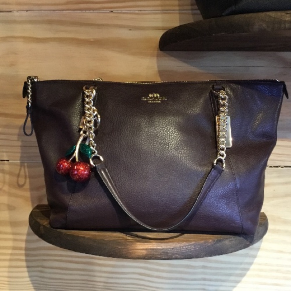 Coach bag with glitter cherry 🍒 charm